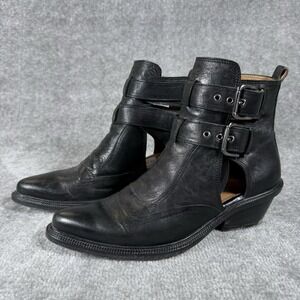 Cotelac Boots‎ Women's EU 37 US  6.5/7 Black Cutout 2-Buckle Ankle Western